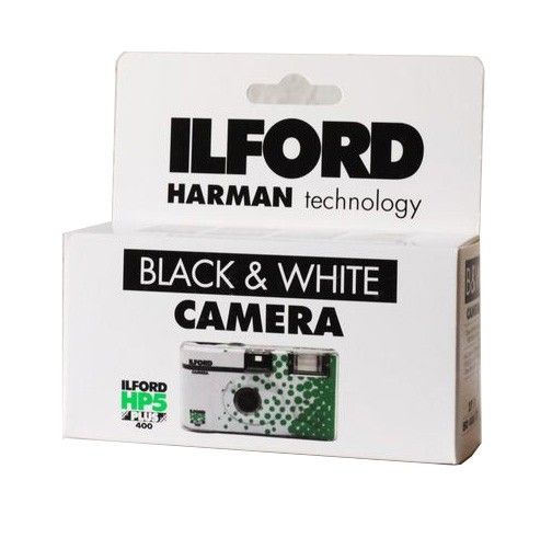 Mostrar Cámara analógica de 1.378 in negro + película Illford HP5+ B&W +  Baterías